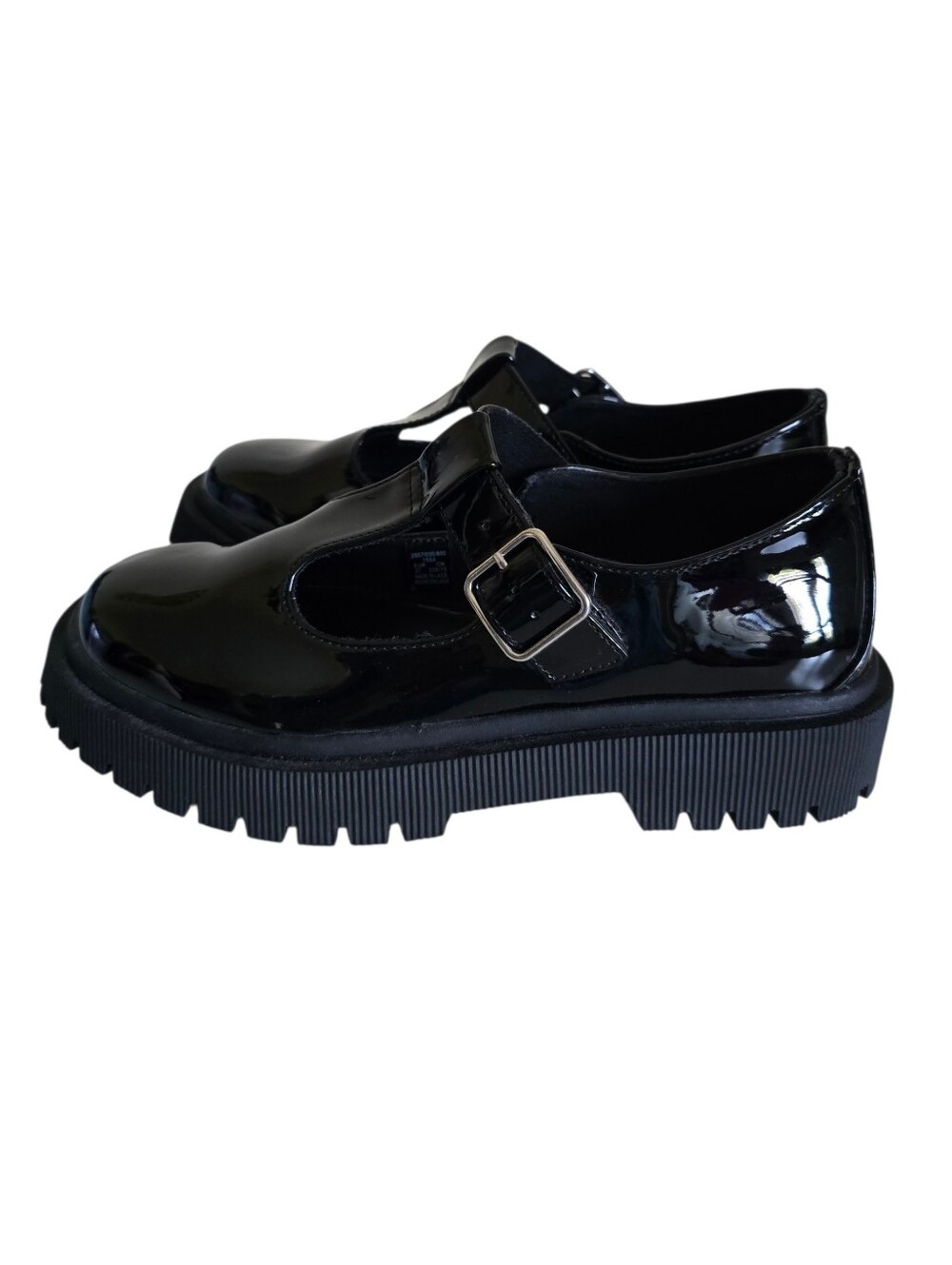 NEW 🌹 Zara Women's Black Patent T-Bar Mary Jane Chunky Heel Shoes - Picture 5 of 16